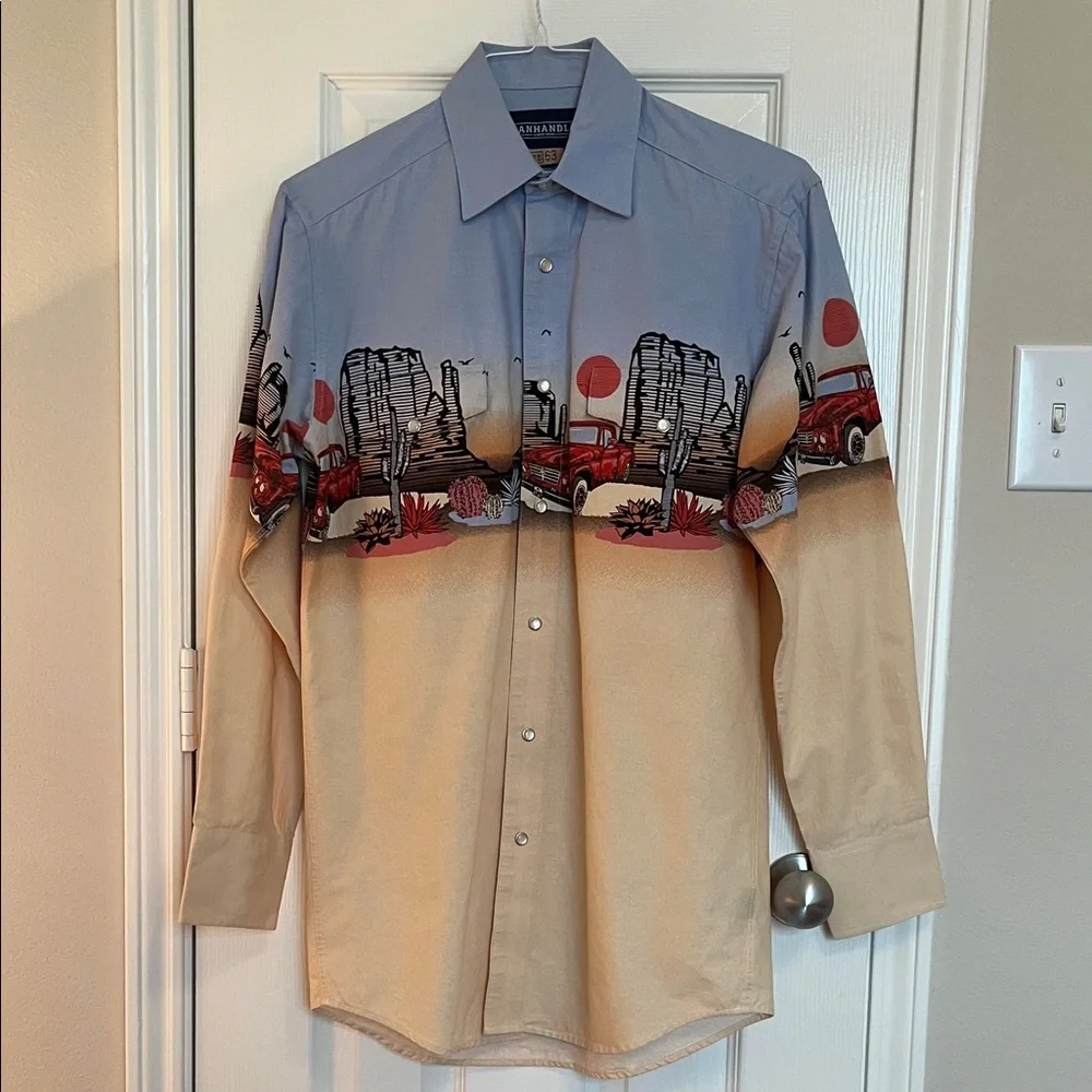 Panhandle Truck Border Western Snap Button Shirt - Picture 2 of 12